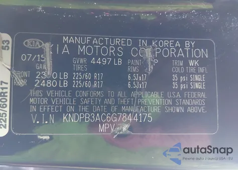 2016 Kia Sportage Lx from USA, damaged, VIN KNDPB3AC6G7844175